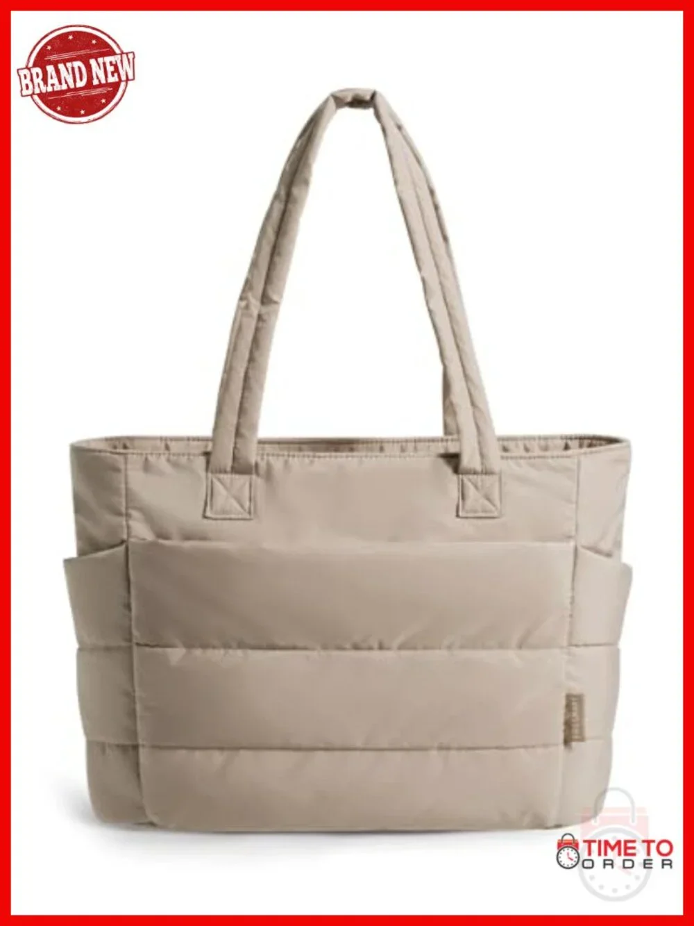 Lightweight Puffy Tote Bag with Compartments for Travel Work Gym